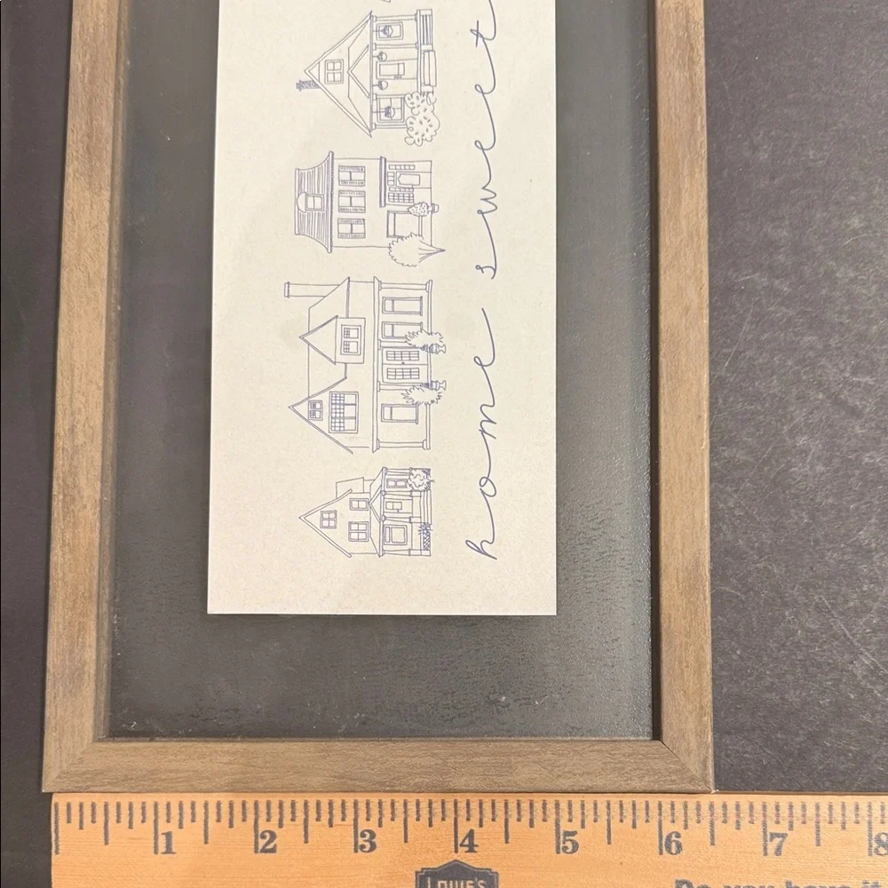 Hobby Lobby Home Sweet Home Drawn Houses in Glass Wood Frame Art FINAL PRICE!